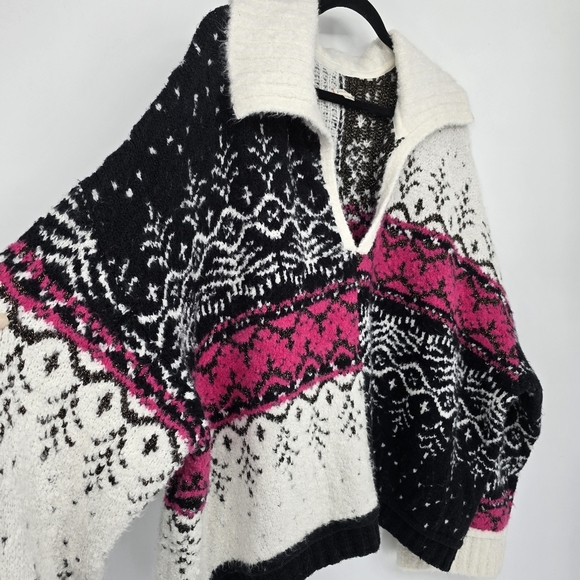 Pilcro V-Neck Fuzzy Printed Popover Sweater soft cozy Size 3X - Picture 5 of 10